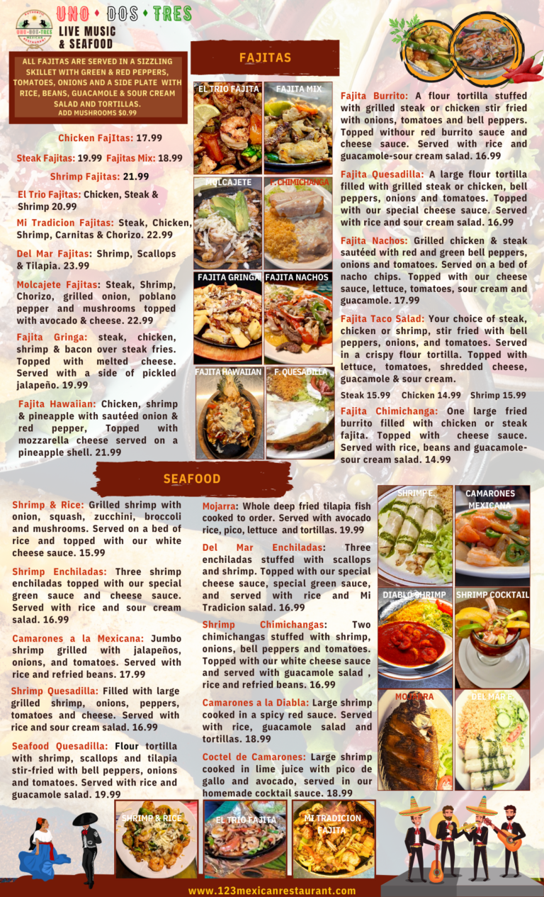 Our Menu – 123 Mexican Restaurant